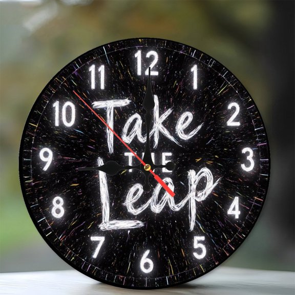 Motivational Wall Clock Inspirational Leap of Faith Gift 10-Inch Silent Wooden Wall Clock, Battery Operated (AA Batteries Not Included), Artistic Home Decor