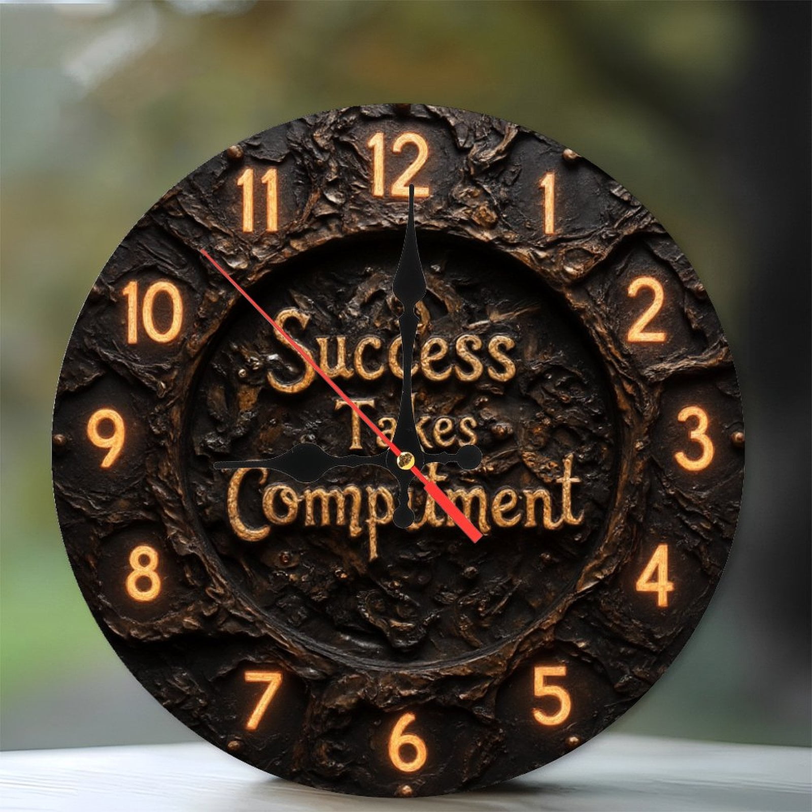 Motivational Wall Clock Success Takes Commitment Antique Style Home ...