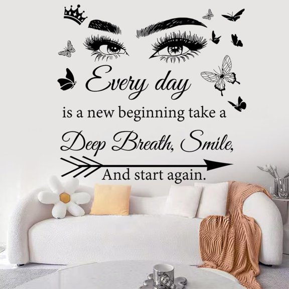 Motivational Wall Decal Quotes Every Day is a New Beginning Vinyl Wall Stickers Positive Word Letter Decals Inspirational Wall Sticker for Bedroom Living Room Bathroom Office Yoga Decor.