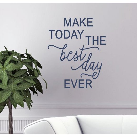 Motivational Wall Decals Make Today Best Ever Bathroom Quote Stickers 23x19-Inch Deep Blue