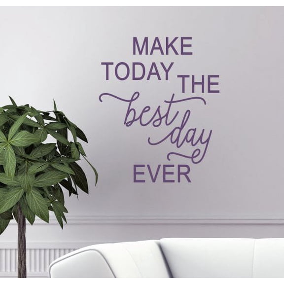 Motivational Wall Decals Make Today Best Ever Bathroom Quote Stickers 23x19-Inch Plum