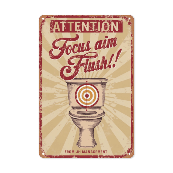 Motivational Wall Decor Metal Sign, Attention Focus Aim Flush Retro Vintage Aesthetic Poster for Home Office Bathroom Bedroom Living Room Garden Patio Farmhouse Dorm Decor 8x12 inch metal sign