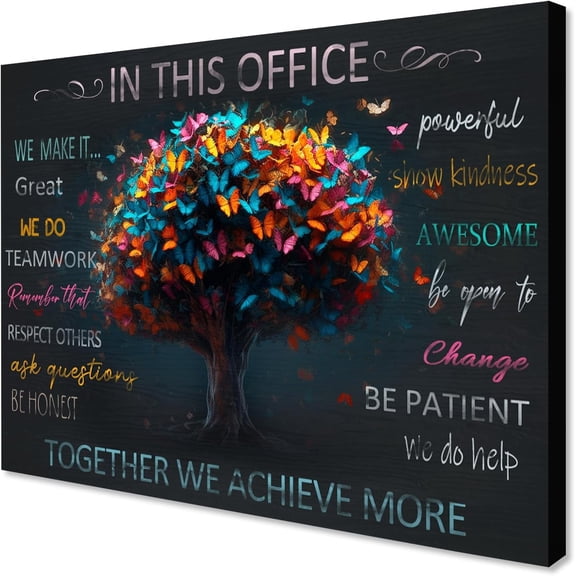 Motivational Wall Decor for Office Colorful Butterfly Canvas Prints Painting Modern Inspirational Phrases Wall Art Framed Positive Quotes Artwork for Home Office Workspace Decoration 12"x16"