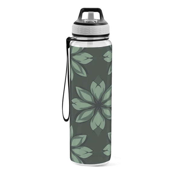 Motivational Water Bottle 32 oz with Straw, BPA Free Reusable Fitness Sport Bottle Perfect for Travel, School, Outdoors, and Gym The Grass Green Pattern