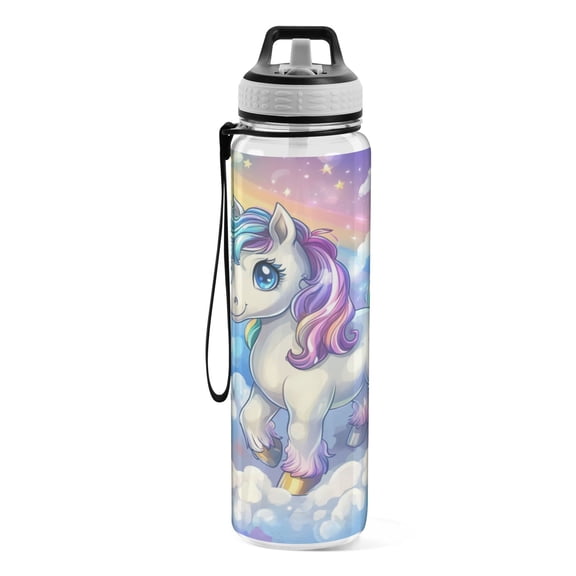 Motivational Water Bottle 32 oz with Straw, BPA Free Reusable Fitness Sport Bottle Perfect for Travel, School, Outdoors, and Gym Light White Trojan Horse