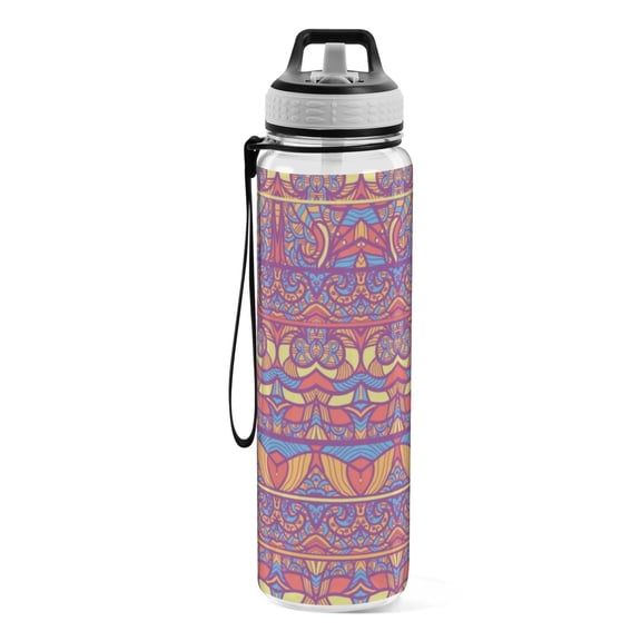 Motivational Water Bottle 32 oz with Straw, BPA Free Reusable Fitness Sport Bottle Perfect for Travel, School, Outdoors, and Gym A Big Red Flower