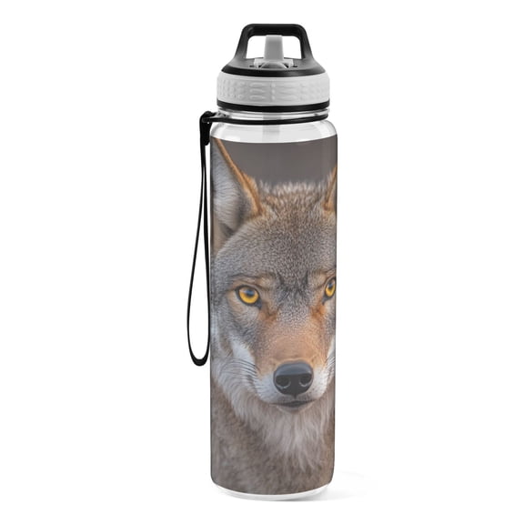 Motivational Water Bottle 32 oz with Straw, BPA Free Reusable Fitness Sport Bottle Perfect for Travel, School, Outdoors, and Gym Fierce Wolf