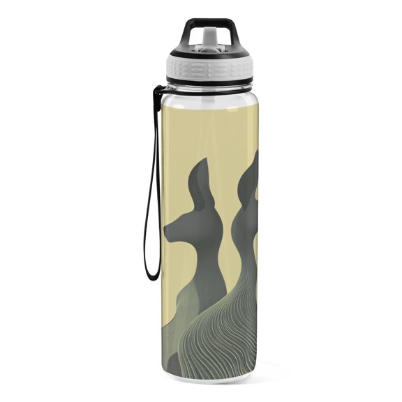 Motivational Water Bottle 32 oz with Straw, BPA Free Reusable Fitness Sport Bottle Perfect for Travel, School, Outdoors, and Gym Kangaroos