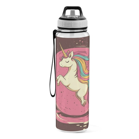 Motivational Water Bottle 32 oz with Straw, BPA Free Reusable Fitness Sport Bottle Perfect for Travel, School, Outdoors, and Gym Long Hair