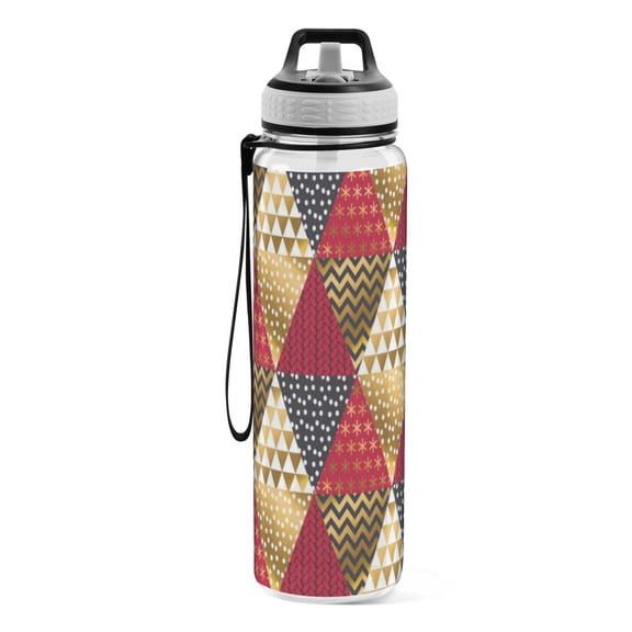 Motivational Water Bottle 32 oz with Straw, BPA Free Reusable Fitness Sport Bottle Perfect for Travel, School, Outdoors, and Gym The Red Plaid