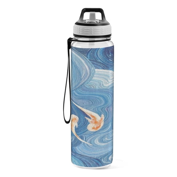 Motivational Water Bottle 32 oz with Straw, BPA Free Reusable Fitness Sport Bottle Perfect for Travel, School, Outdoors, and Gym Two Little Fish
