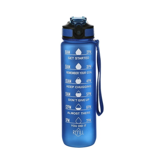 Water Bottle 32oz Leakproof Wide Mouth Fast Flow BPA Free One-Click Open Time Marker Inspirational Quote for Sports Gym Outdoor Fitness Hydration Clear
