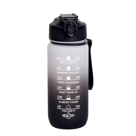 Motivational Water Bottle 600ml Leakproof Sports Water Bottle with Time Marker Straw Frosted Gradient Portable Cup