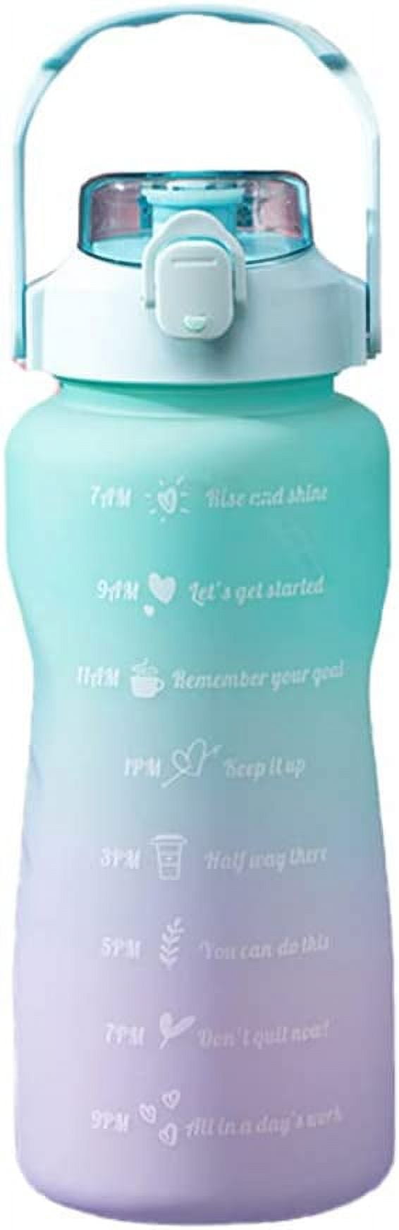 Motivational Water Bottle with Time Markings and Straw 64oz Half