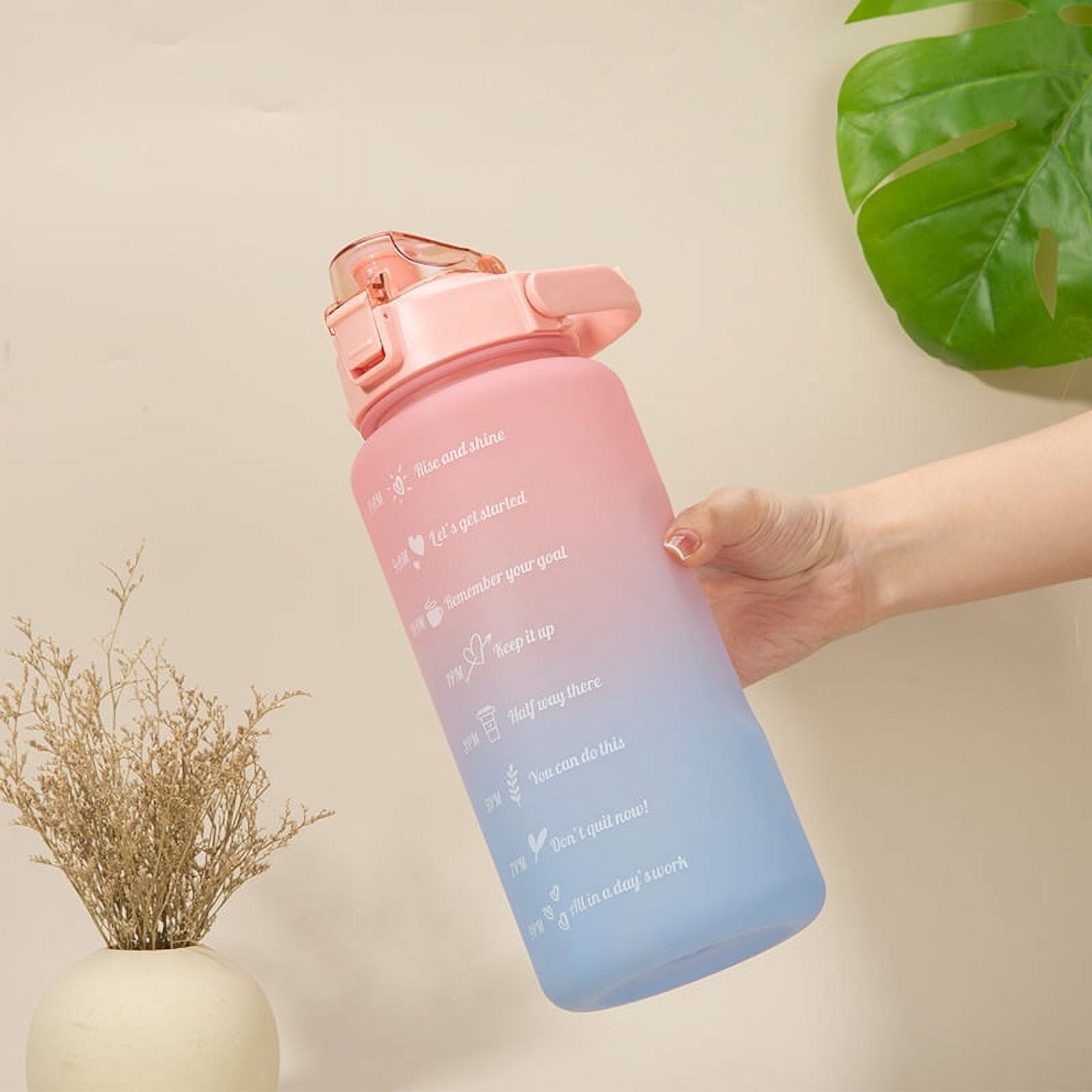 Motivational Water Bottle with Time Markings and Straw - 64oz Half ...