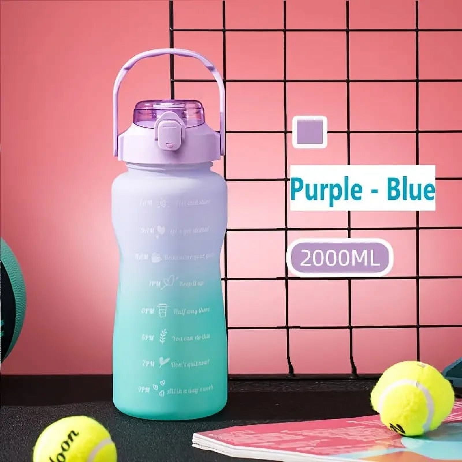 Motivational Water Bottle with Time Markings and Straw 64oz Half Gallon Water Jug with Handle