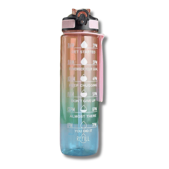 32oz Water Bottle with Time Markers and Gradient Design