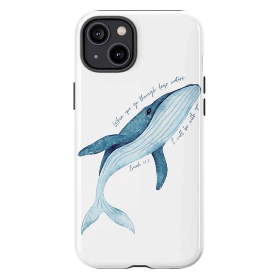 Motivational Whale Phone Case, Psalm 46:5 Script iPhone Case, Spiritual Quote Protective Phone Cover for iPhone 16 15 14 13 12 11 Plus Pro Max Mini