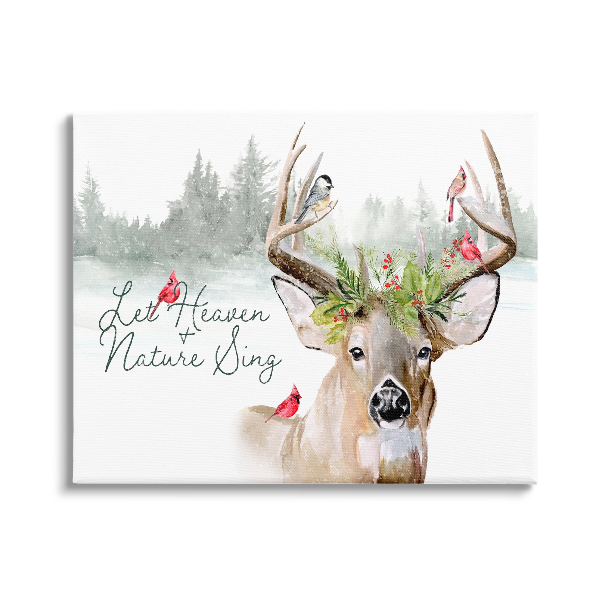 Motivational Winter Quote Red Cardinals Perched Antlers Animals & Insects Graphic Art Gallery-Wrapped Canvas Print Wall Art