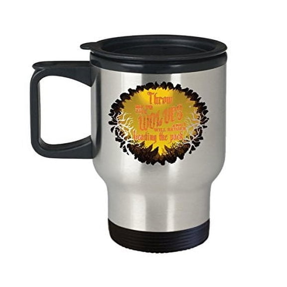 Motivational Wolf Travel Mug - 14 Oz Stainless Steel Coffee Cup, Great Gift Idea