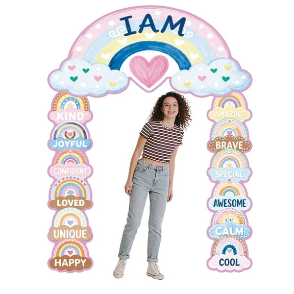 Motivational Words Polyester Photo Backdrop for Party Decoration with 6M Cord Rainbow 260x200cm diy