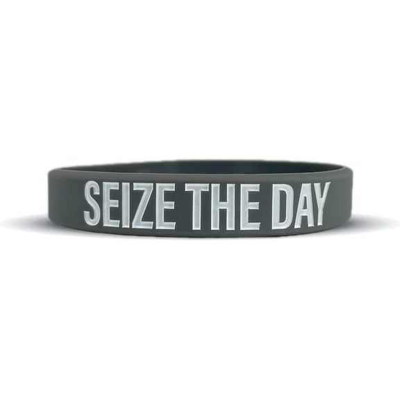 Motivational Wristbands - Standard & Youth Sizes! Perfect for Fitness, Sports, Work, Life. Wear Your Motivation! Sold Individually Seize The Day, Standard