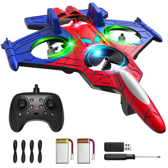 Motivekit Spider Mini Drone, Foam Remote Control Airplane for Kids, 2.4GHz RC Jet with LED Lights, 360 Stunt Flips and Rolls, Easy to Fly Toy Plane Gift for 8 9 10 12+ Year Old Boys Girls Y101