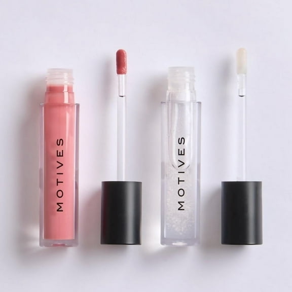 Motives The Gloss- Clear Lip Gloss, Non-Sticky, High-Shine Formula for Comfortable, Long-Lasting Wear, 2 Sheer Shades - Motives (Strawberry, Full Size)