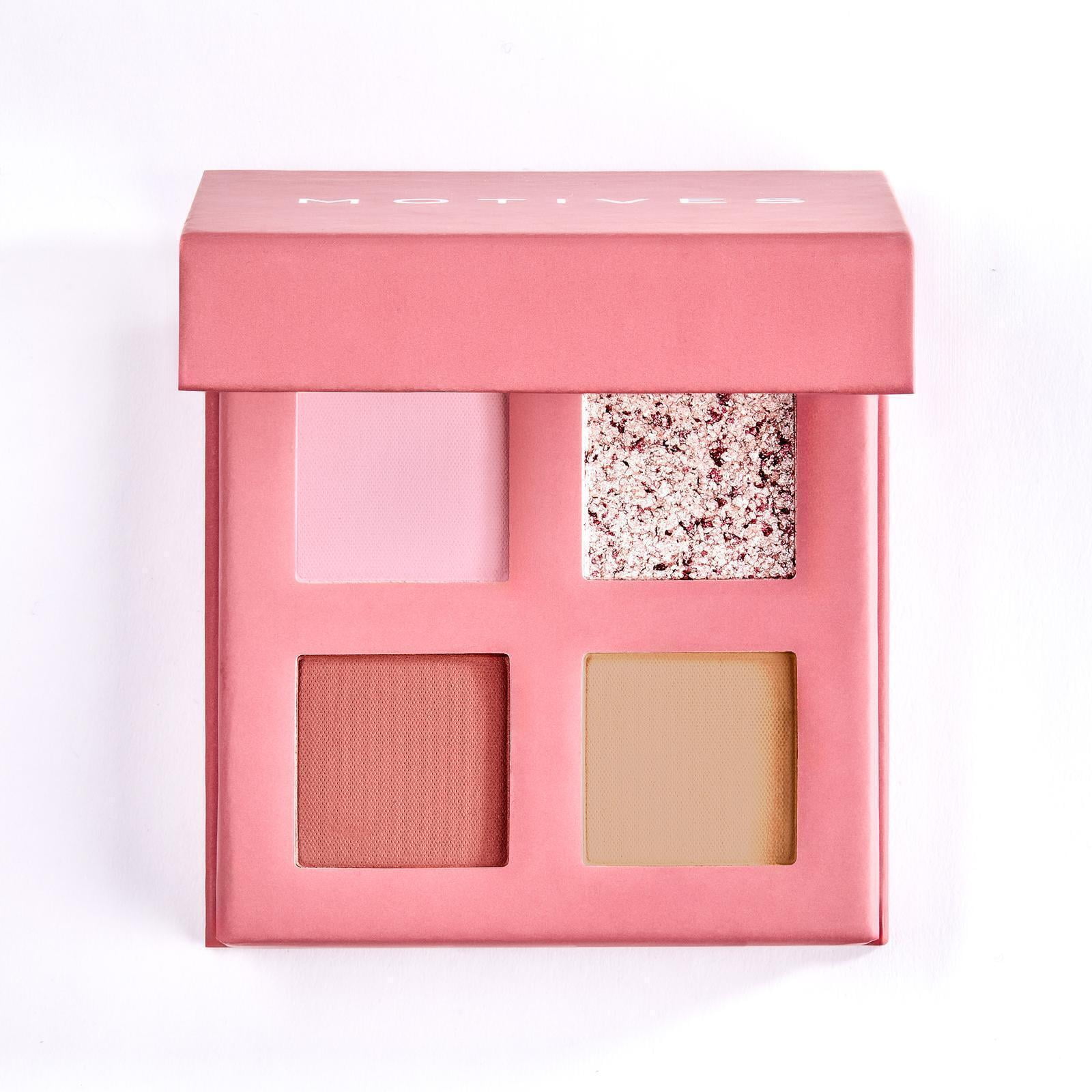 Motives® Ribbon Palette – 4-Shade Pink Eyeshadow & Blush Palette | Matte & Shimmer Finishes | Long-Lasting, Blendable, High-Pigment Formula | Vegan, Cruelty-Free, Paraben-Free