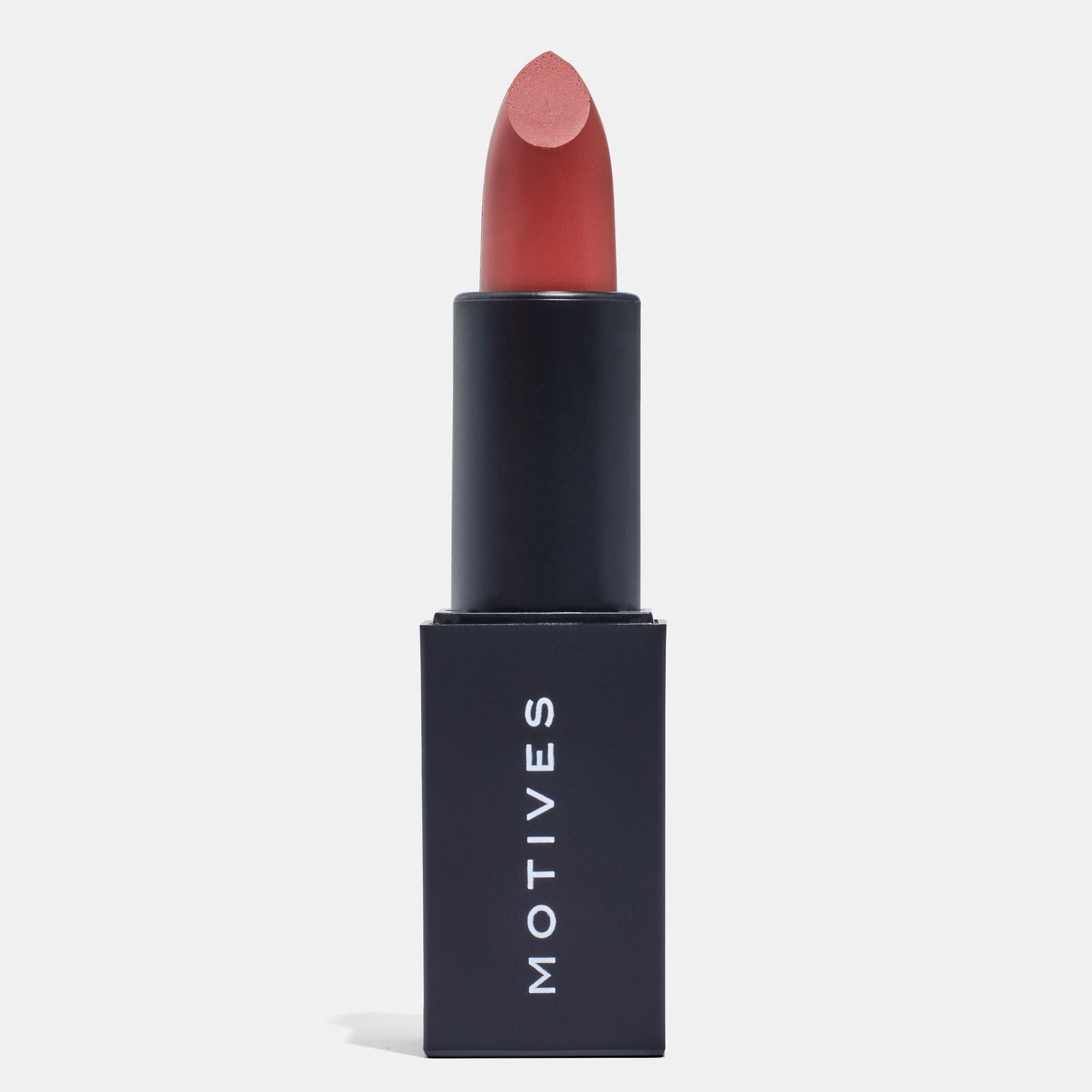 Motives® Satin Lip – Hydrating Matte Finish with Squalane & Botanicals for Smooth, Comfortable Wear – Buildable Color for All Skin Tones – Cherry Cola Shade – Rich Pigment
