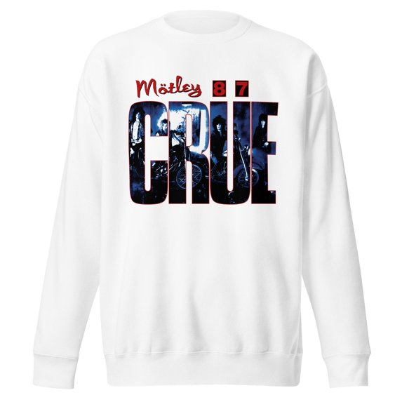 Motley Crue - 1987 Tour Vintage Jumbo Print Unisex Sweatshirt - White - Medium