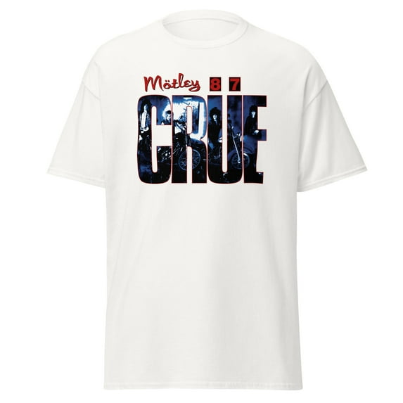Motley Crue - 1987 Tour Vintage Unisex T-Shirt - White - Small