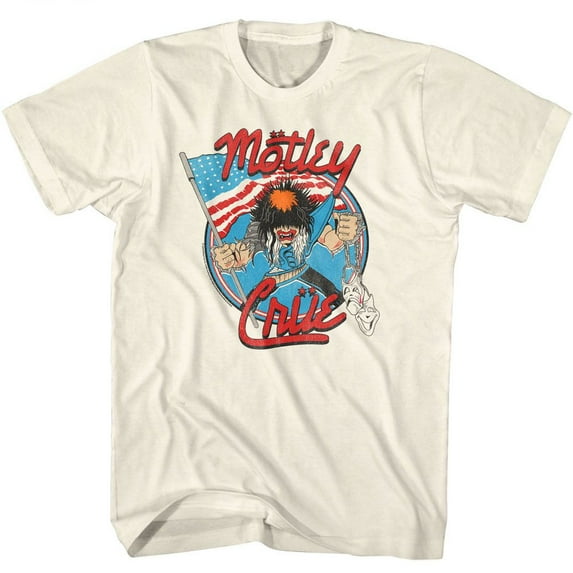 Motley Crue Allister With Us Flag Natural Adult T-Shirt 2Xl