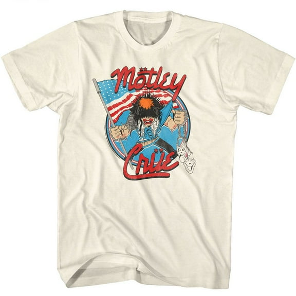 Motley Crue Allister With Us Flag Natural Adult T-Shirt L