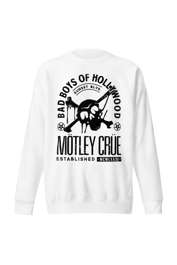 Motley Crue Bad Boys of Hollywood Jumbo Print Unisex Sweatshirt - White - Medium