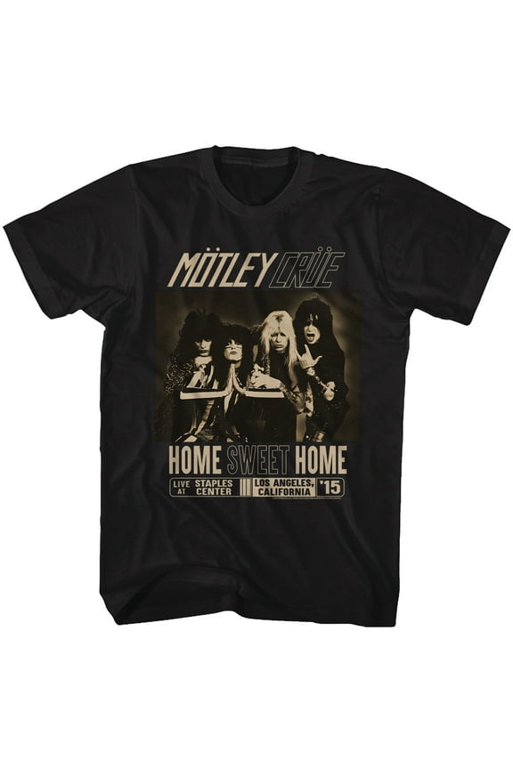 Motley Crue Classic Home Sweet Home Black Adult T-Shirt