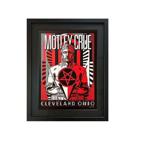 Motley Crue Cleveland Ohio Stadium Tour Poster, Bold Red Graphic Rock Show Artwork, Size 24x36 Unframed Poster