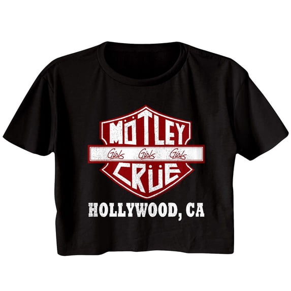 Motley Crue Crue Sign Black Junior Women's Festival Cali Cropped T-Shirt