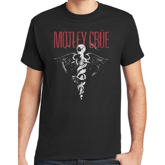 Motley Crue DR FEELGOOD Album Art Mens Black T-shirt, Large Black - TALL