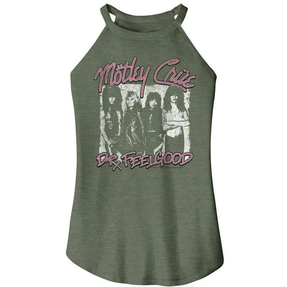 Motley Crue Dr Feelgood Military Green Women's Sleeveless Rocker Tank Top T-Shirt