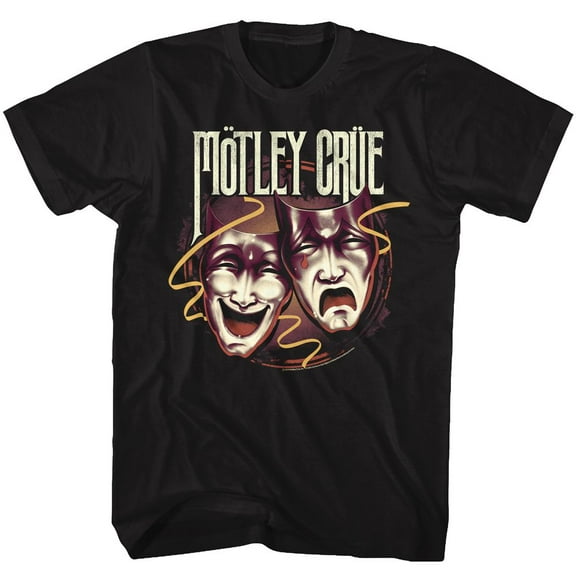 Motley Crue Drama Masks Black Adult T-Shirt 4Xlt