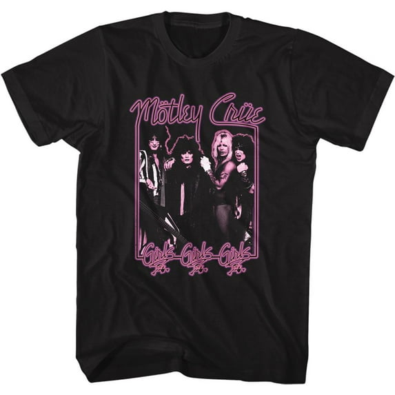 Motley Crue Girls Girls Girls Neon Black Adult T-Shirt 4Xlt