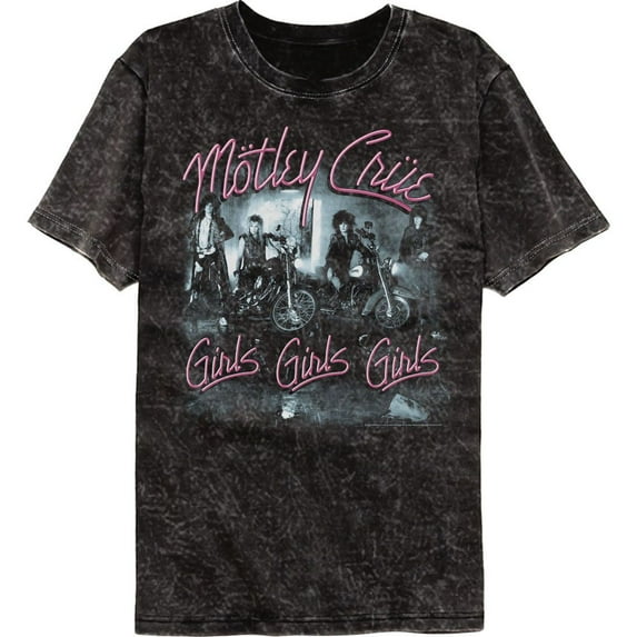 Motley Crue Girls Girls Girls Mineral Wash Black Adult T-Shirt 2Xl