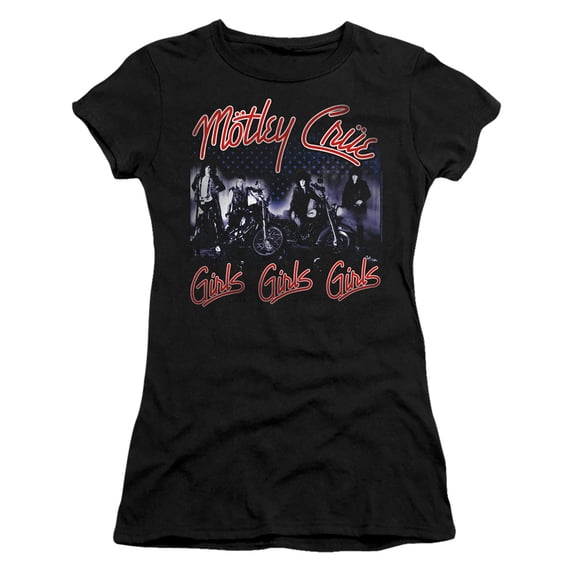 Motley Crue Girls Junior Women's T-Shirt Sheer Black