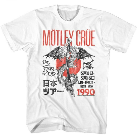 Motley Crue Jpn Tour 90 White Adult T-Shirt M