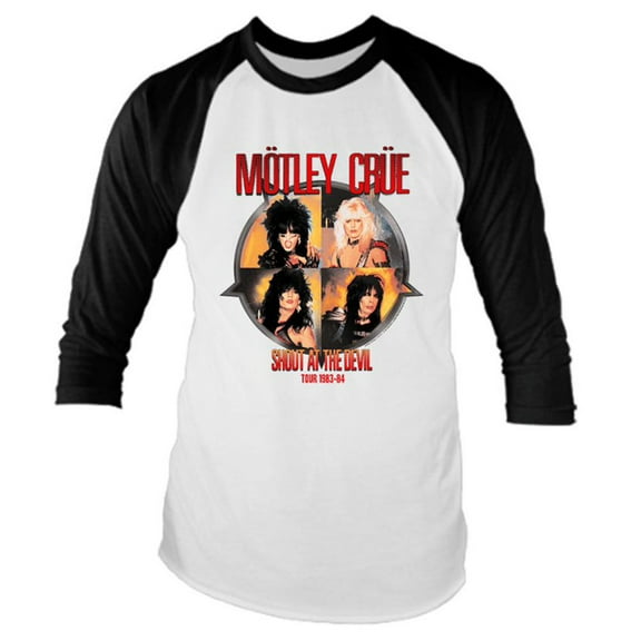 Motley Crue Men's Retro Shout At The Devil Raglan T-Shirt | Officially Licensed Merchandise