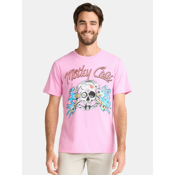 Motley Crue Men's and Big Men's Skull Pistons Graphic Tee, Sizes S-3XL