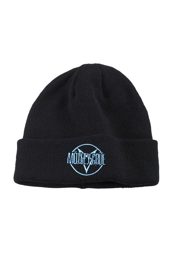 Motley Crue Pentagram Logo Embroidered Cuff Beanie Black | Officially Licensed Merchandise