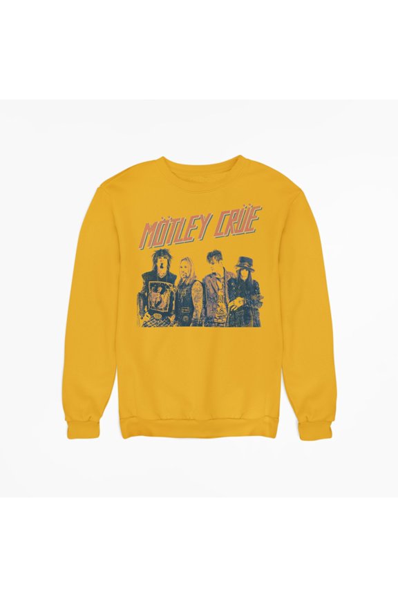 Motley Crue - Retro Boomin Jumbo Print Unisex Sweatshirt - Yellow - Small