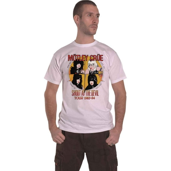 Motley Crue T Shirt Shout At The Devil Official Amplified Unisex Vintage White
